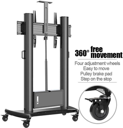 North Bayou TW100 Heavy Duty TV Cart (55" to 110") with Motorized Automatic Screen Lift TV Television Stand with AV Shelf for Large Flat Panel LCD LED TVs
