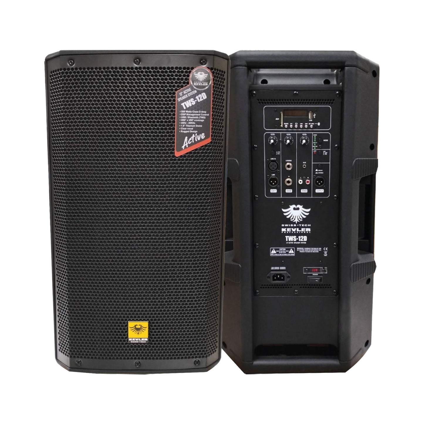 KEVLER TWS Series 12" / 15" 800W 2-Way Active Loudspeaker (PAIR) with Built-in Class D Amplifier, High-Pass Filter, DSP Preset Modes, Bluetooth Function, Built-In USB Port, SD Card Slot and Multiple Handles TWS-12D TWS-15D
