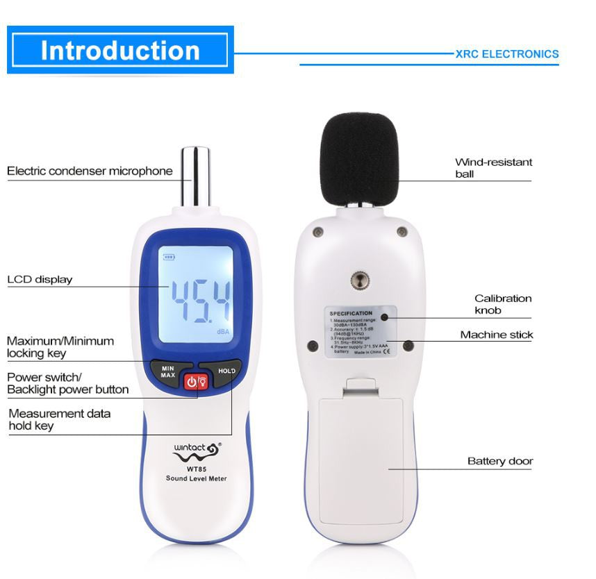 [CLEARANCE] Wintact by Benetech WT85 Sound Level Noise Decibel Meter Tester