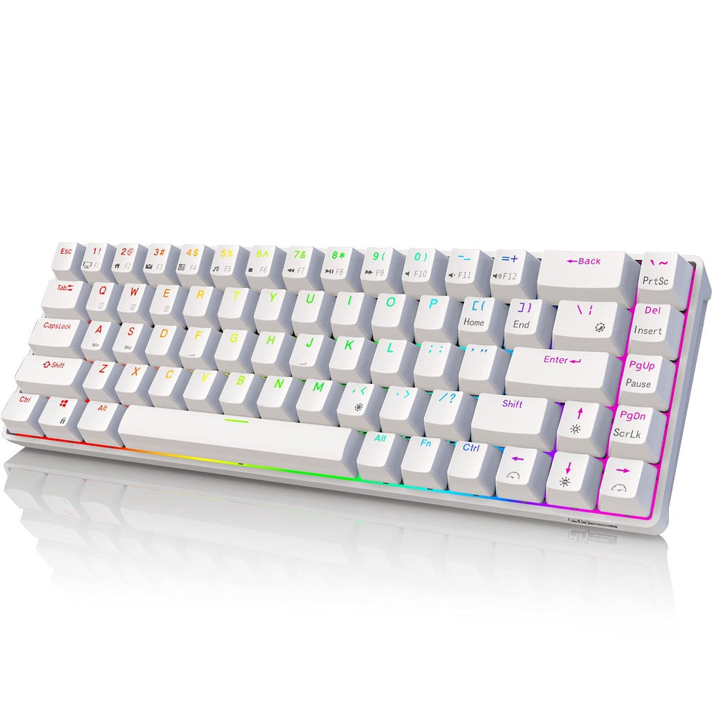 [CLEARANCE] Royal Kludge RK RKG68 68 Keys Mechanical Gaming Keyboard 2.4G Wireless Hot Swappable TKL with Bluetooth 5.0 (White, Black) (Blue Clicky, Red Linear, Brown Tactile Switch)
