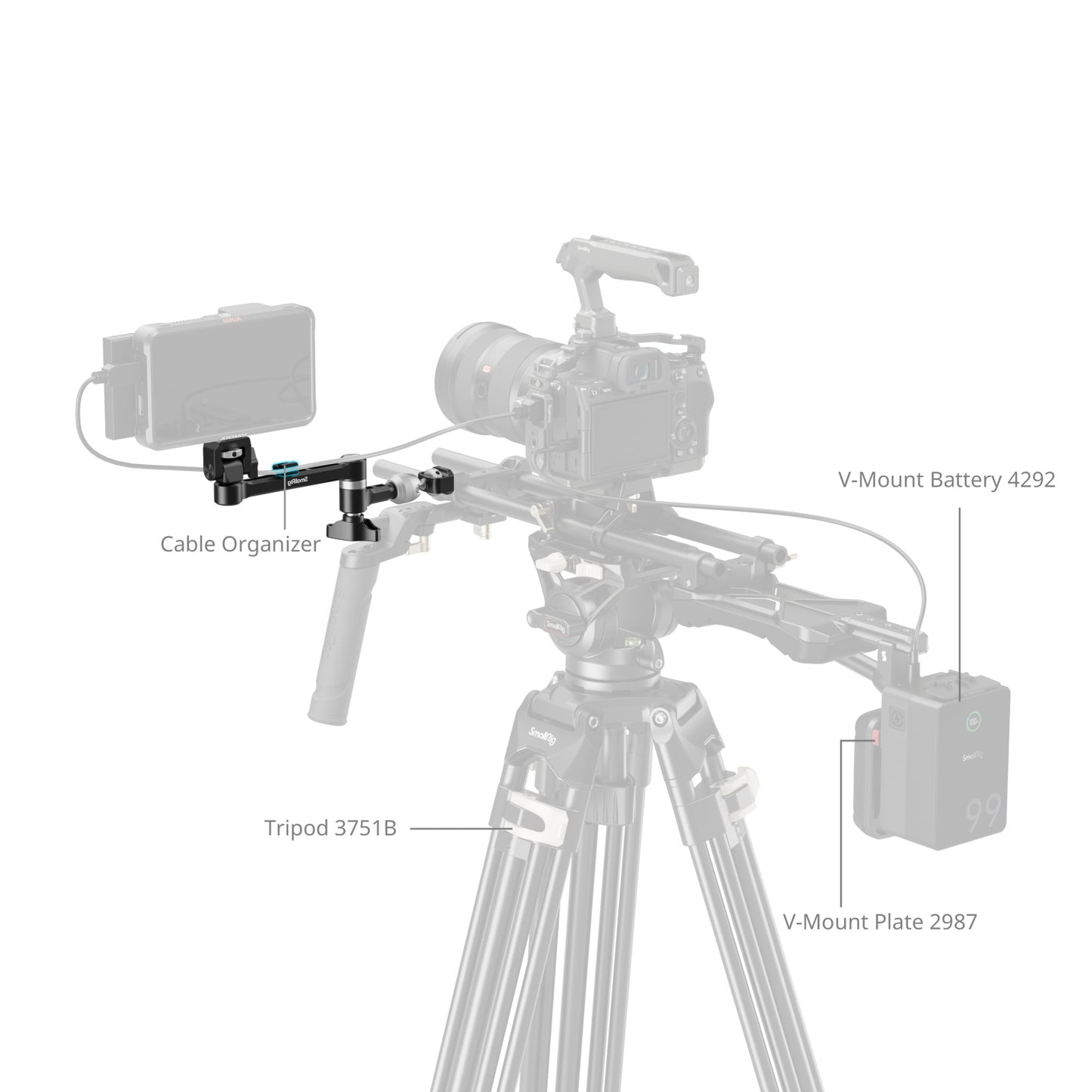 SmallRig 1/4"-20 Universal Magic Arm Support with Rubber Pads, 360° Rotation / 160° Tilt, Cable Organizer for Monopod Tripod and Camera Cage Accessories | 5141