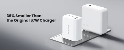 [CLEARANCE] UGREEN Nexode 65W 3-Port USB GaN Fast Charger Wall Power Adapter for iPhone, iPad, MacBook, Samsung Galaxy, Huawei, Oppo, Vivo, Android Phone, Tab, Tablet, Laptop, Camera, etc. | 90495