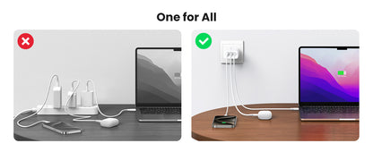 [CLEARANCE] UGREEN Nexode 65W 3-Port USB GaN Fast Charger Wall Power Adapter for iPhone, iPad, MacBook, Samsung Galaxy, Huawei, Oppo, Vivo, Android Phone, Tab, Tablet, Laptop, Camera, etc. | 90495