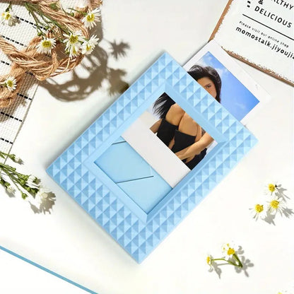 Pikxi Rivet Style Photo Frame for Instax Mini Film, 3 x 2 inch Pictures, Photo Cards, Table Tops, and Shelves Decorative Displays - Yellow