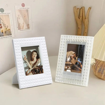 Pikxi Rivet Style Photo Frame for Instax Mini Film, 3 x 2 inch Pictures, Photo Cards, Table Tops, and Shelves Decorative Displays - Yellow