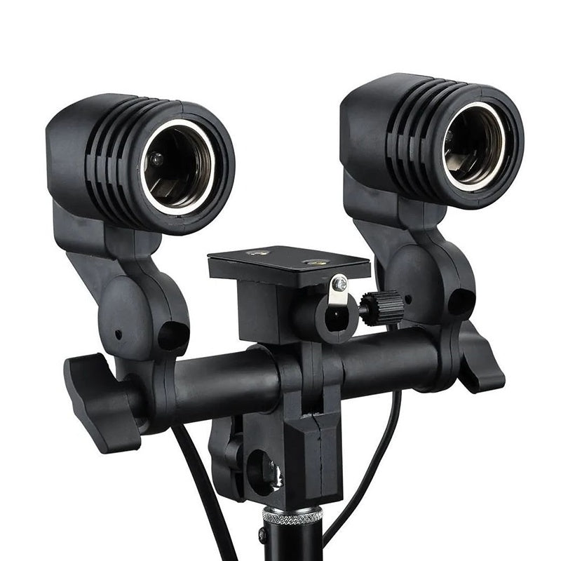 [CLEARANCE] Pxel BH-2B E27 Dual Lightbulb Holder with Flash Hot Shoe Adapter Umbrella Holder