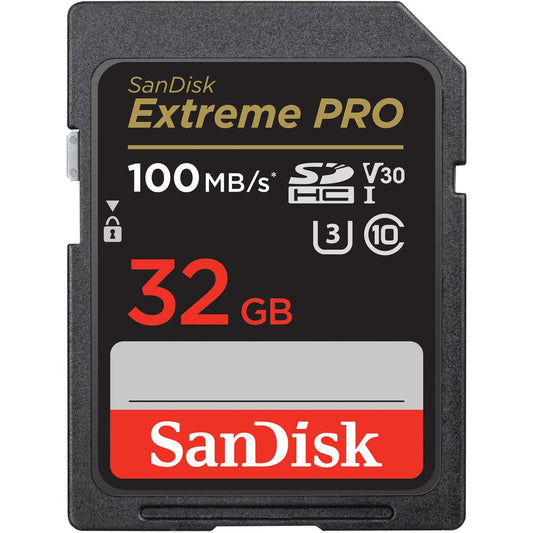 SanDisk Extreme Pro SD Card 32GB UHS-I SDHC Class 10, 100mb/s Read Speed V30 | SDSDXXO-032G-GN4IN