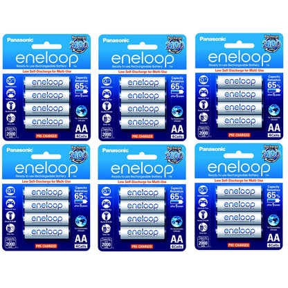 Panasonic Eneloop BK 3MCCE 4BT AA Rechargeable Battery Pack of 4 (White) x6