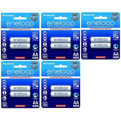 Panasonic Eneloop BK 3MCCE 2BT AA Rechargeable Battery Pack of 2 (White) x5  | JG Superstore