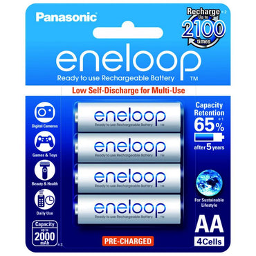Panasonic Eneloop BK 3MCCE 4BT AA Rechargeable Battery Pack of 4 (White) x6