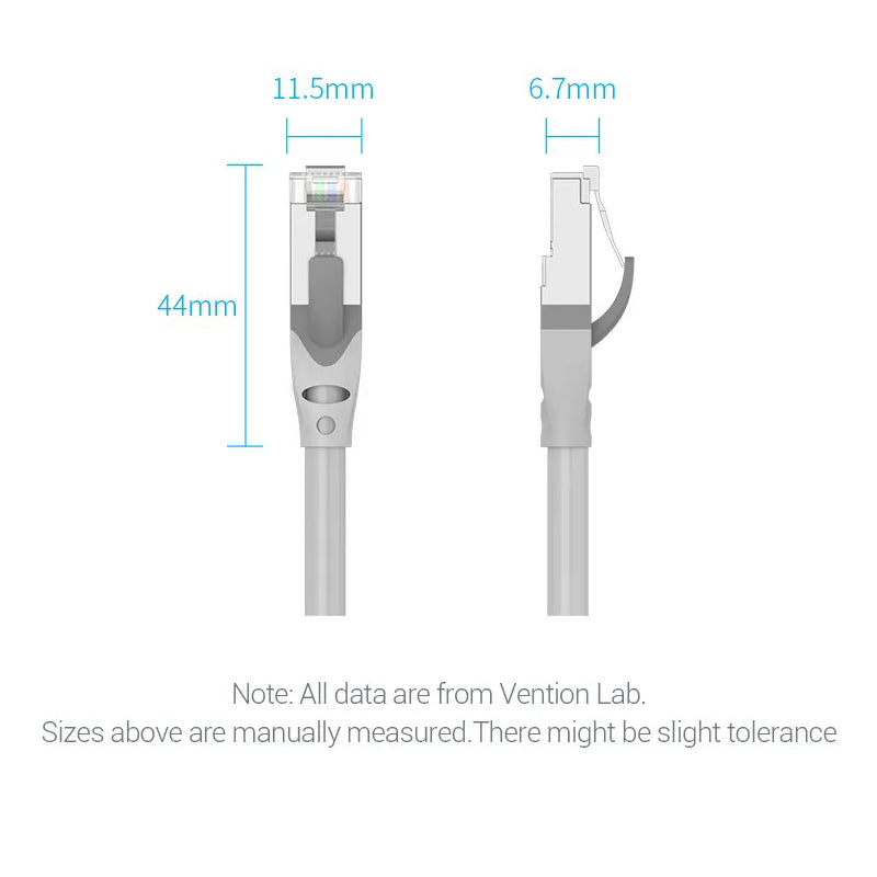 [CLEARANCE] Vention Cat6A STFP Patch Ethernet LAN Cable Gray with 10Gbps Ultra-High-Speed Rate, Anti-Bending Buckle, Gold-Plated Pins RJ45 for Internet, PC, Laptop, TV, Printer, Switch (35 meters) | IBHHU