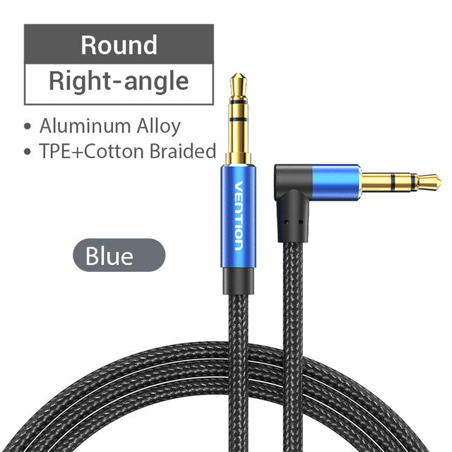 [CLEARANCE] Vention TRS 3.5mm Male to Male Right Angle Audio Extension Cable Cotton Braided Black Aluminum Alloy Type Hi-Fi Video Stereo Music for Smartphones, Laptop, PC, Gaming, TV (2 meters) | BAZBH
