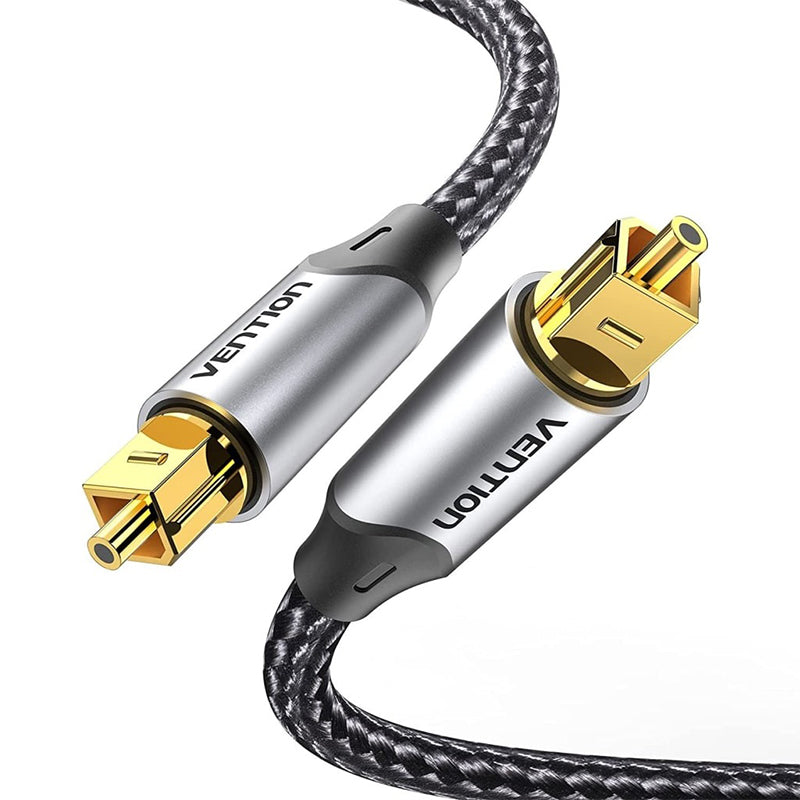 Vention (5 Meterss) Digital Toslink Optical Fiber Audio Extension Cable Aluminum Alloy Type PVC Gold-Plated for TV, PS4, PlayStation, Xbox, PC, Gaming, Camera, Printer | BAVBJ