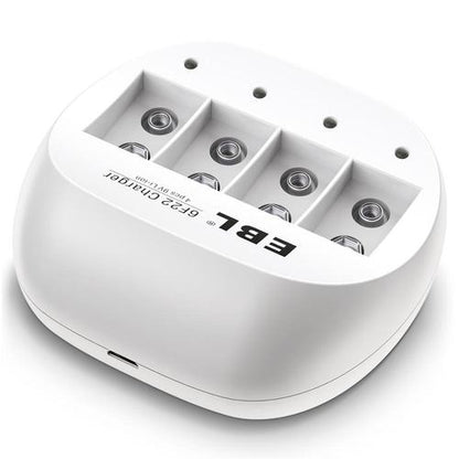 [CLEARANCE] EBL LN-6414 855 4-Bay 9V 6F22 Smart Battery Charger with Intelligent Over-Current Protection and LED Status Indicator Lights for Li-Ion Lithium Ion Rechargeable Batteries