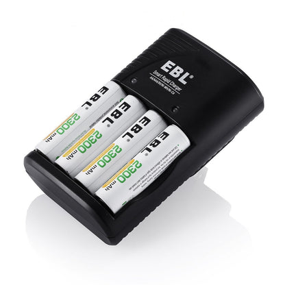 EBL LN-6422BK 802 Multifunction Smart Battery Wall Charger with Fast Charging, Overcurrent Protection, for AA AAA and 9V 6F22 Ni-MH/Ni-CD Rechargeable Batteries