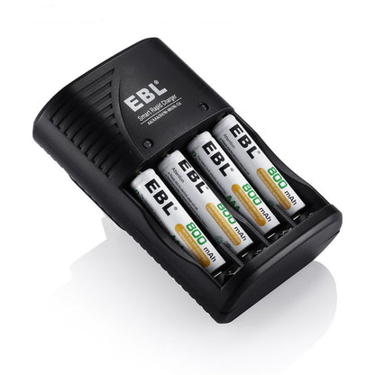EBL LN-6422BK 802 Multifunction Smart Battery Wall Charger with Fast Charging, Overcurrent Protection, for AA AAA and 9V 6F22 Ni-MH/Ni-CD Rechargeable Batteries