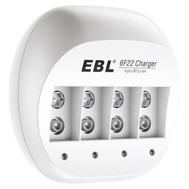 [CLEARANCE] EBL LN-6414 855 4-Bay 9V 6F22 Smart Battery Charger with Intelligent Over-Current Protection and LED Status Indicator Lights for Li-Ion Lithium Ion Rechargeable Batteries