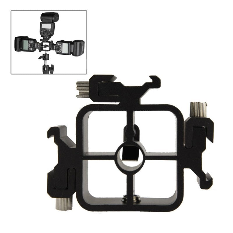 [CLEARANCE] Pxel AA-LS2 Triple Head Hot Cold Shoe Splitter Mount Adapter with Ballhead for Camera Flash Speedlite with Umbrella Holder Photo Studio Accessories