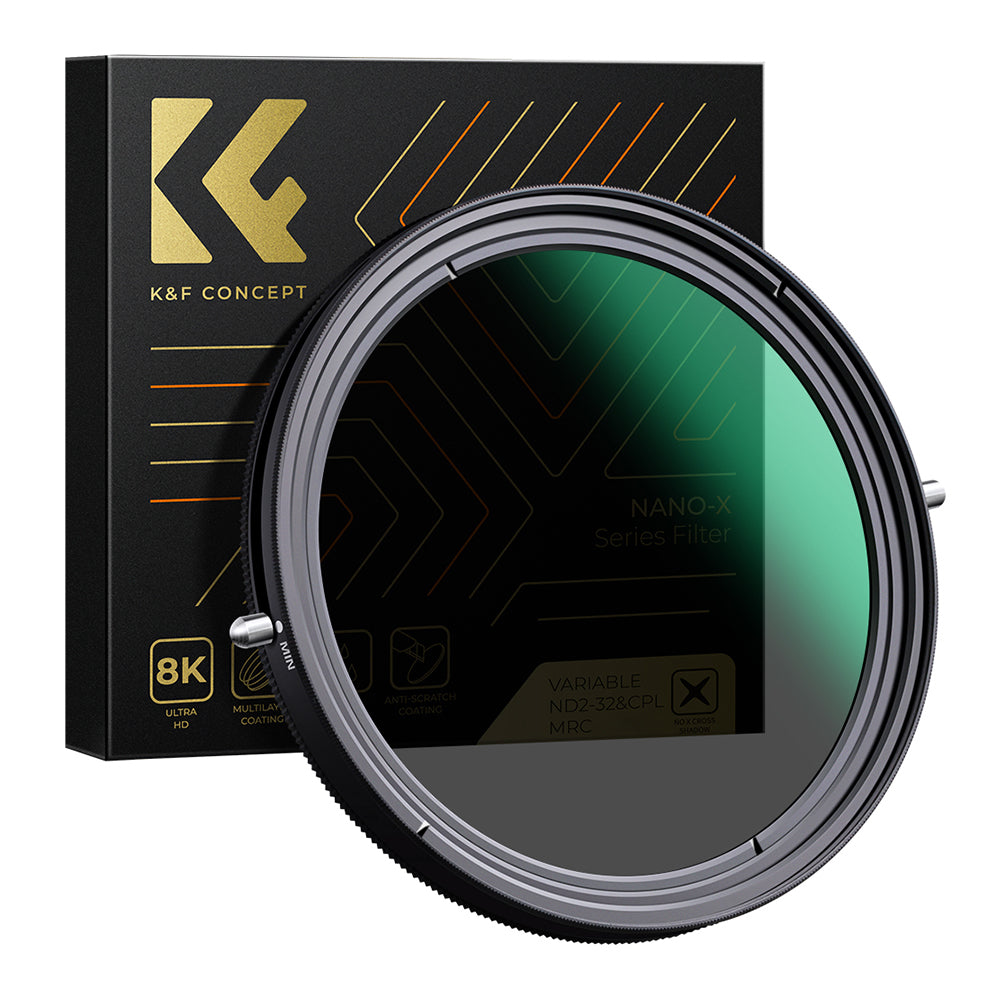 K&F Concept Nano-X 58mm CPL + Variable Fader NDX ND2 to ND32 Variable ND Waterproof Anti-Scratch Green Coated German Optics Lens Filter for Camera DSLR Mirrorless