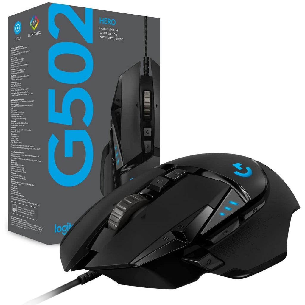 Logitech G502 HERO High Performance Wired Gaming Mouse with Hero 25K DPI Sensor, LIGHTSYNC RGB, 11 Programmable Buttons and On-Board Memory for Windows, Chrome OS, Mac