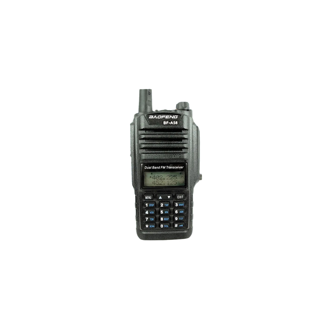 [CLEARANCE] BaoFeng BF-A58 (Single) Walkie-Talkie Dual-Band VHF/UHF Transceiver 5W PC Programmable Two-Way Radio with 128 Store Channels, 136-174/400-520MHz Frequency, 9km Max. Talking Range,1800mAh Battery Capacity, IP68 Waterproof