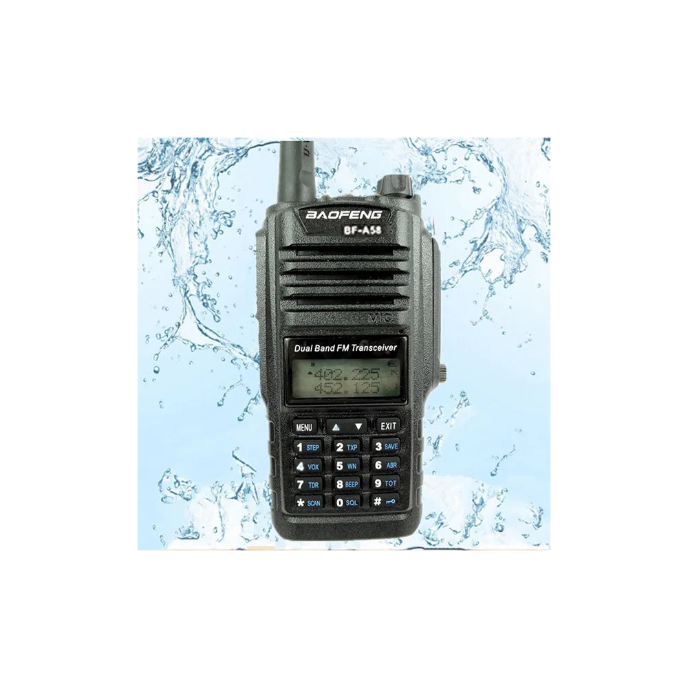[CLEARANCE] BaoFeng BF-A58 (Single) Walkie-Talkie Dual-Band VHF/UHF Transceiver 5W PC Programmable Two-Way Radio with 128 Store Channels, 136-174/400-520MHz Frequency, 9km Max. Talking Range,1800mAh Battery Capacity, IP68 Waterproof