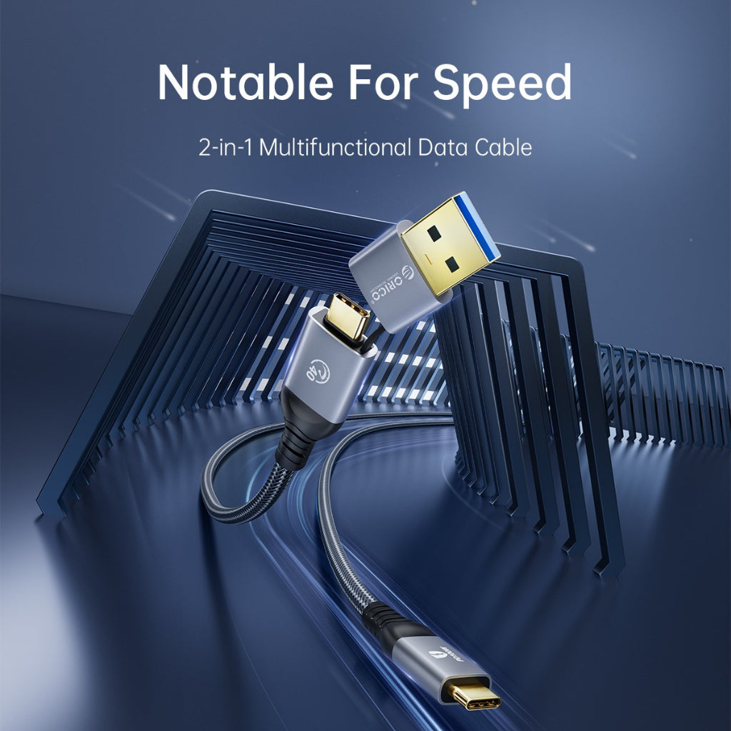 [CLEARANCE] ORICO (0.5m / 1m ) 2-in-1 USB C to USB C / USB A to USB C Fast Charging Data Cable with Adapter 20Gbps / 40Gbps Fast Data Transfer Rate, 4K 60Hz Video, Type C PD 100W for Smartphone, PC, Laptop | ACC20  ACC40