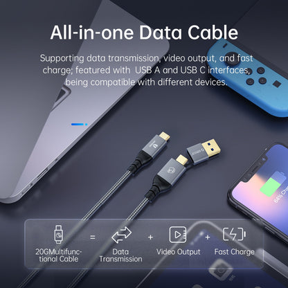 [CLEARANCE] ORICO (0.5m / 1m ) 2-in-1 USB C to USB C / USB A to USB C Fast Charging Data Cable with Adapter 20Gbps / 40Gbps Fast Data Transfer Rate, 4K 60Hz Video, Type C PD 100W for Smartphone, PC, Laptop | ACC20  ACC40