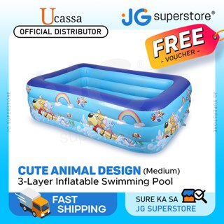 [CLEARANCE] Ucassa 3-Layer Inflatable Kiddie Swimming Pool with Max 2ft Depth with Cute Animal Design Summer Outdoor for Kids