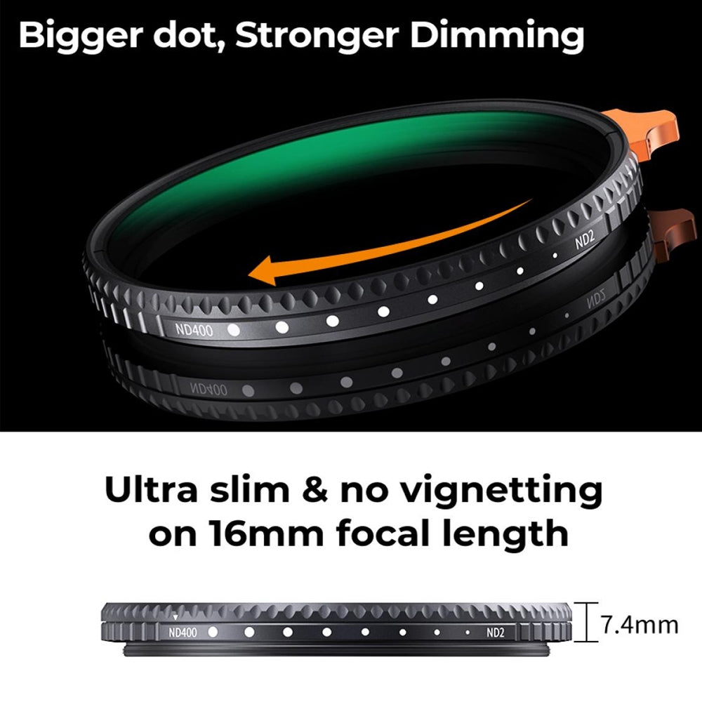 K&F Concept Nano-X Series MRC 9-Stop ND2-ND400 Variable ND Neutral Density Camera Lens Filter for 95mm | KF01-1905