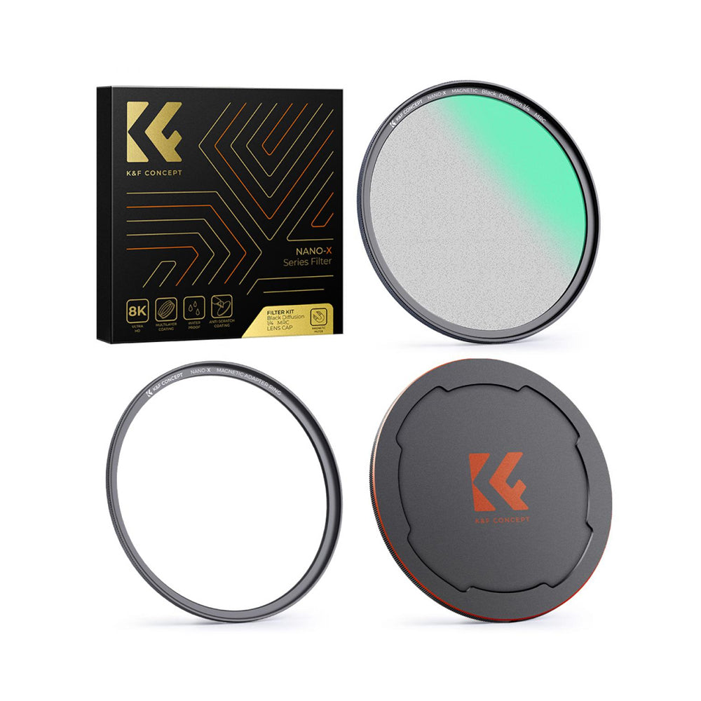 K&F Concept Nano X Series Black Mist 1/4 Ultra-Slim Magnetic Optical Lens Filter Waterproof UHD MRC 28-Layer Nano-Coated with Magnetic Camera Lens Cap Cover | 72mm