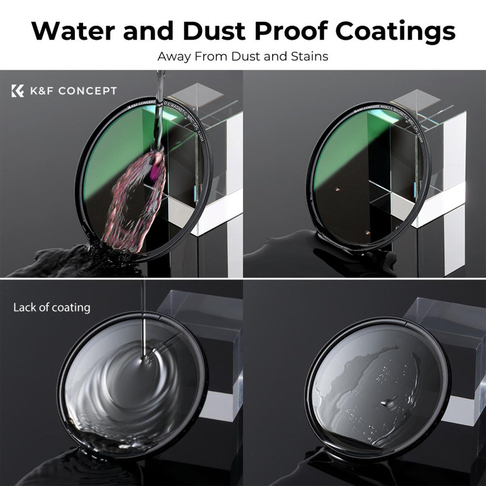 K&F Concept Nano-X Series Ultraviolet + Polarizing + Neutral Density (MCUV + CPL + ND1000) Ultra-Slim Optical Lens Filter Kit Waterproof UHD MRC 28-Layer Nano-Coated with Ring Adapter - Avalable Size