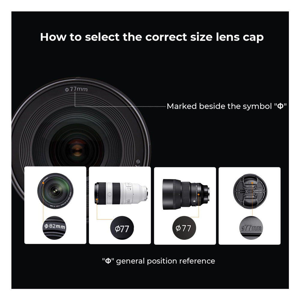 [CLEARANCE] K&F Concept 3pcs Set Replacement Center-Pinch Camera Lens Cap with Lens Cap Keeper & Microfiber Cleaning Cloth for DSLR/SLR & Mirrorless Camera | 37mm 40.5mm 43mm 46mm 49mm 52mm 55mm 58mm 62mm 67mm 72mm 77mm 82mm