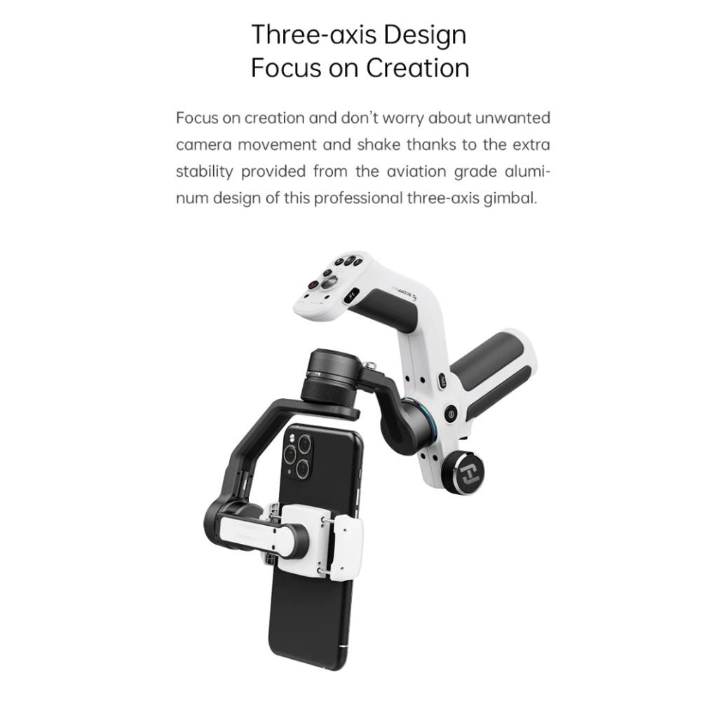 FiyuTech SCORP Mini P Kit 3-Axis Smartphone Gimbal Stabilizer with 2200mAh Built-In Battery, Magnetic Intelligent AI Tracking Module, and Fill Light 3300-5200K for iPhone and Android Phone