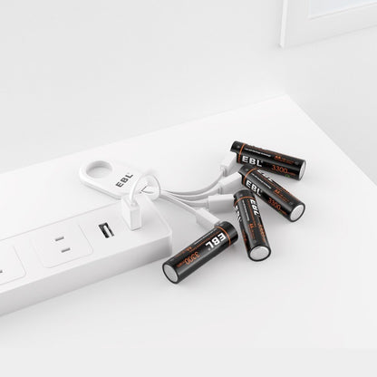 EBL TB-1443 1.5V AA 3000mAh Rechargeable Li-Ion Lithium Ion Battery with Built-In Micro USB Charging Port for Portable and EUPDATEncy Electronics