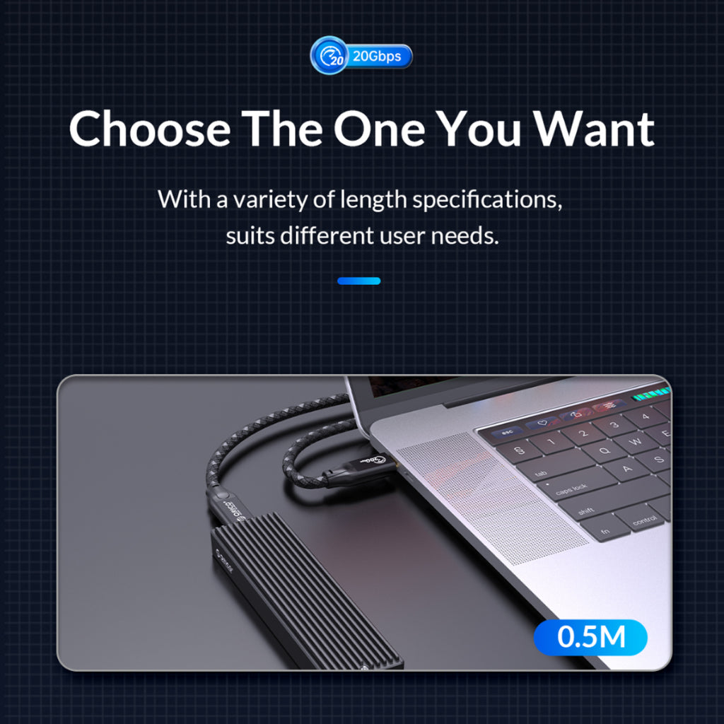 [CLEARANCE] ORICO CLS32 (0.5m / 1m / 2m / 3m / 5m) USB Type C 3.2 Gen2x2 Right to Right Angle Fast Charging Data Cable with 20Gbps High-Speed Transmission Rate, PD 100W QC4 4K 60Hz Video, Aluminum Alloy for Smartphones, MacBook, Tablet, PC