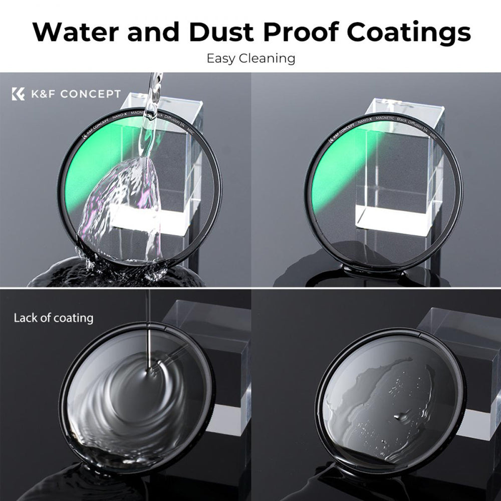K&F Concept Nano X Series Black Mist 1/4 Ultra-Slim Magnetic Optical Lens Filter Waterproof UHD MRC 28-Layer Nano-Coated with Magnetic Camera Lens Cap Cover | 72mm