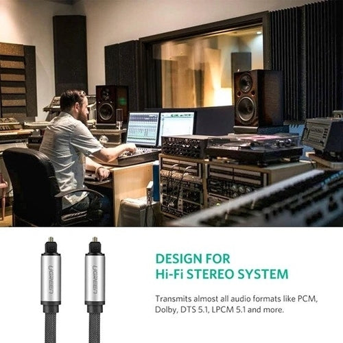 UGREEN 3-Meter Toslink Digital Audio Cable with Cotton Braided Sleeves, and 7.1 Surround Sound Support for TV, Home Theater, Amplifier, Receiver | 10541