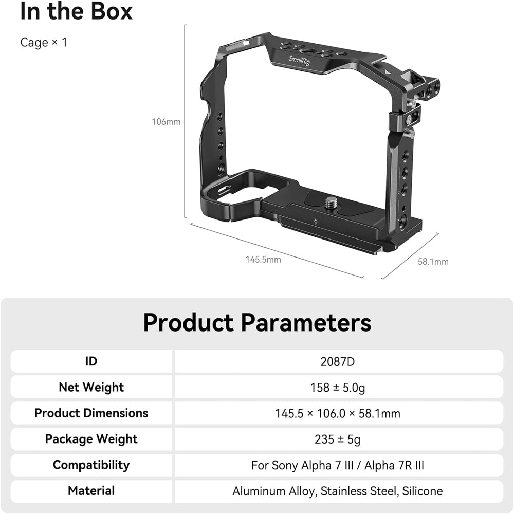 SmallRig Camera Cage for Sony A7RIII A7III | Model - 2087D