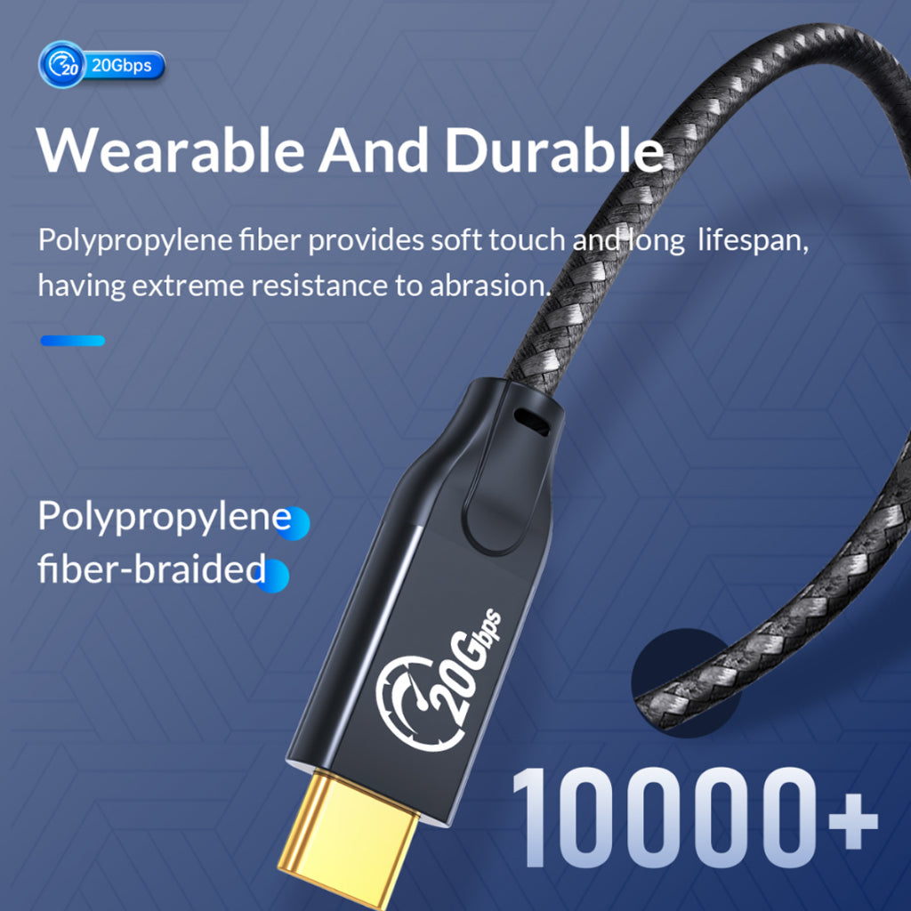 [CLEARANCE] ORICO CM32 (0.5m / 1m / 3m / 5m) USB Type C 3.2 Gen2x2 Fast Charging Data Cable with 20Gbps High-Speed Transmission Rate, PD 100W QC4 4K 60Hz Video, Aluminum Alloy for Smartphones, MacBook, Tablet, PC