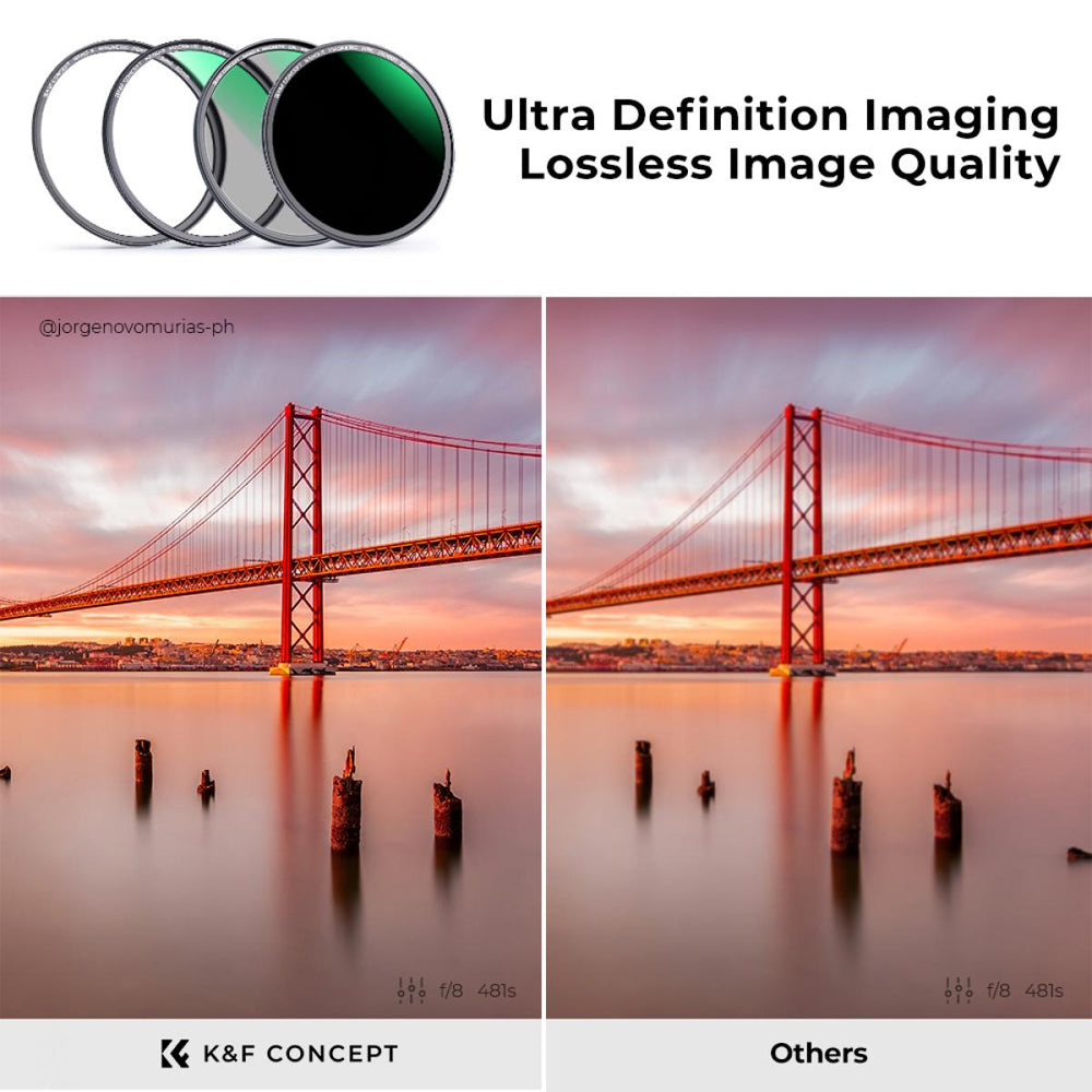 K&F Concept Nano-X Series Ultraviolet + Polarizing + Neutral Density (MCUV + CPL + ND1000) Ultra-Slim Optical Lens Filter Kit Waterproof UHD MRC 28-Layer Nano-Coated with Ring Adapter - Avalable Size
