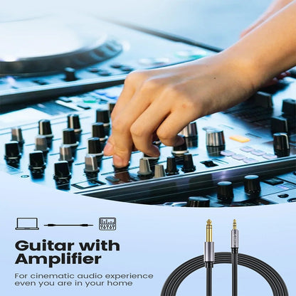 [CLEARANCE] ORICO 3.5mm TRS to 6.5mm TRS Audio Cable with Gold-Plated Male-to-Male AUX Connectors & Flexible Silicone Cord for Guitars, Audio Mixers, Amplifiers, Speakers, Sound Cards, Music Players, Smartphone, Computer Desktops & Laptops
