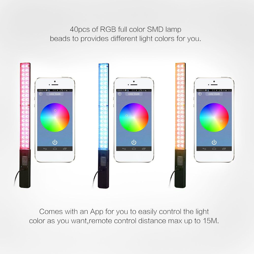 Yongnuo YN360 RGB Handheld Pro LED Video Light Flash Wand with 3200K - 5600K Color Temperature for Lighting and Studio Equipment