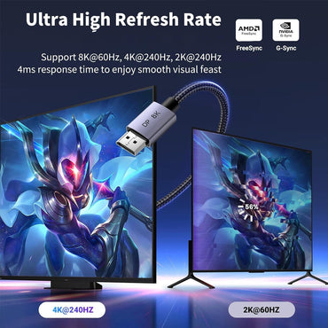 UGREEN 8K UHD DP 1.4 High-Speed DisplayPort Cable -  Supports 32.4Gbps Transmission, 240Hz Refresh Rate, 24-bit Audio, 3D Visuals & Dymic HDR for TVs, Monitors, Projectors, Cameras, Laptops & Computers | DP120