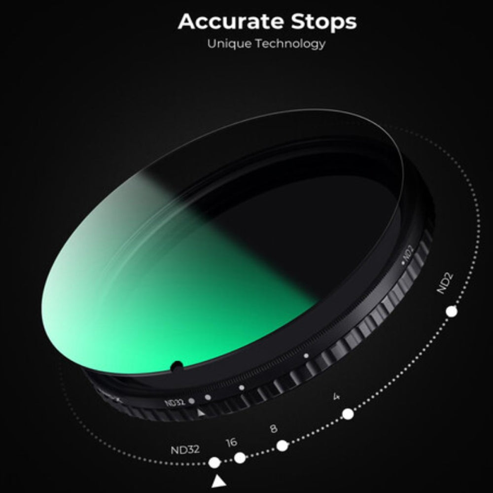 [CLEARANCE] K&F Concept Variable ND Filter ND2-ND32 (1-5 Stops) Neutral Density Nano-X Optical Glass Lens Filters with Waterproof & Scratchproof Multi-Layer Protective Coating and Ultra-thin Frame for DSLRs and Mirrorless Cameras
