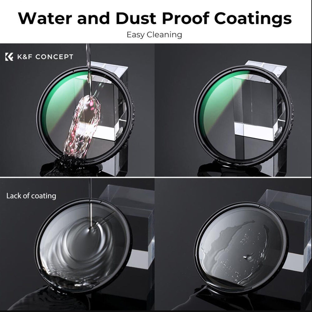 [CLEARANCE] K&F Concept Variable ND Filter ND2-ND32 (1-5 Stops) Neutral Density Nano-X Optical Glass Lens Filters with Waterproof & Scratchproof Multi-Layer Protective Coating and Ultra-thin Frame for DSLRs and Mirrorless Cameras