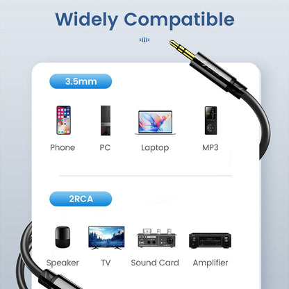 ORICO 5m 3m 2m 1.5m 1m (AXRF) 3.5mm Male to Dual RCA Female Gold Plated Audio Adapter Cable with Silicone Outer Cover for Smartphones, Speakers and Other Audio Devices | Black, Orange, Blue