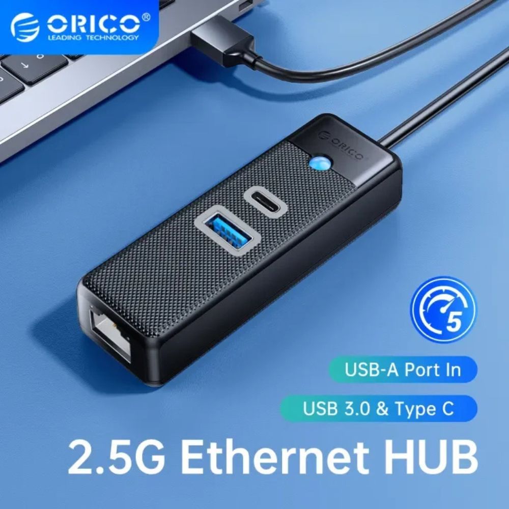 [CLEARANCE] ORICO 1.8m 3-in-1 USB 3.0 Type C Data Hub with 5Gbps USB-C 3.0 Input, 1000Mbps Ethernet, 5Gbps USB-C 3.0, USB-A 3.0 for Windows 8/10, macOS, Linux | PWCUR-U3-015