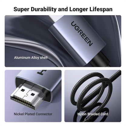 UGREEN 4K UHD HDMI 2.0 High-Speed Multimedia HDMI Cable - Supports 18Gbps Transmission, 240Hz Refresh Rate, 24-bit Audio, 3D Visuals & Dymic HDR for TVs, Monitors, Projectors, Cameras, Laptops & Computers | HD153