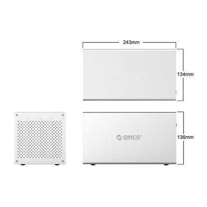 ORICO Multi-Bay 3.5 Inch SATA to USB 3.0 Type-B / 3.1 Type-C HDD SSD Hard Disk Drive Enclosure with 16TB Supported Capacity (Single Disk), 5Gbps Transfer Rate, 10Gbps via RAID0 (Optiol) and Windows, MacOS, and Linux Support for Computers